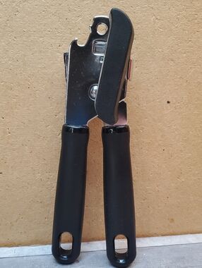 Black Handheld Can Opener with Soft-Grip Handles
